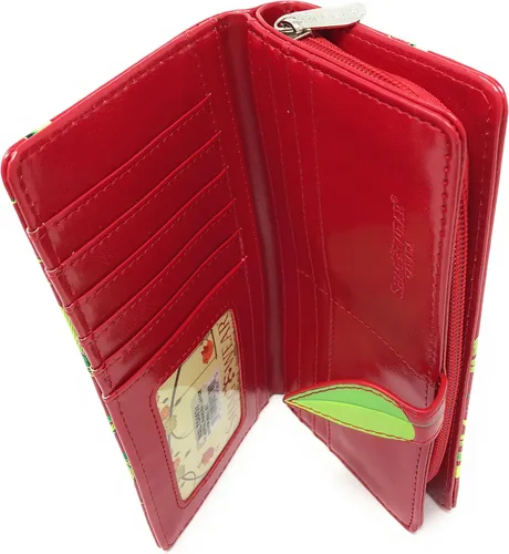 Vista 6 de Shag Wear Cartera grande para mujer de piel vegana color rojo 7 pulgadas