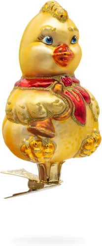Vista 5 de BestPysanky Adorno navideño de cristal con clip de pollito para bebé