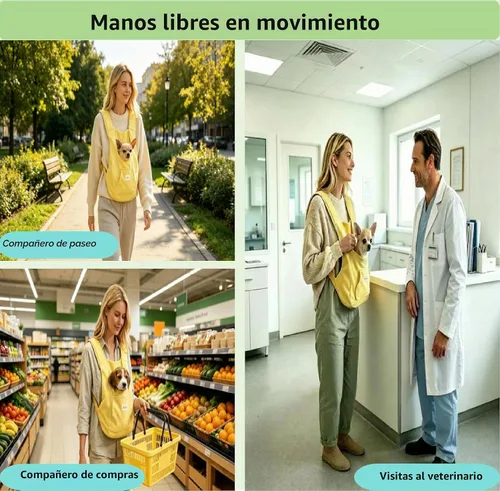 Vista 4 de Transportador para perros pequeños, cachorros y gatitos, hasta 8 libras Diseño manos libres, estilo de transporte frontal, estilo de transporte
