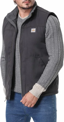 Vista 5 de MOERDENG Chaleco de cuello alto falso con forro polar lavado de pato lavado para hombre