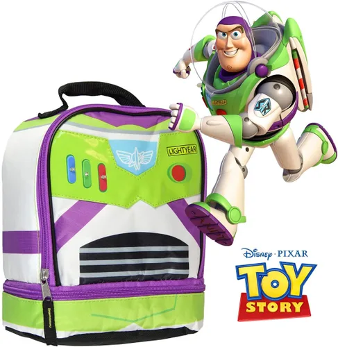Vista 5 de AI ACCESSORY INNOVATIONS Toy Story Buzz Lightyear - Bolsa de almuerzo con doble compartimiento aislado con luz de 10 pulgadas