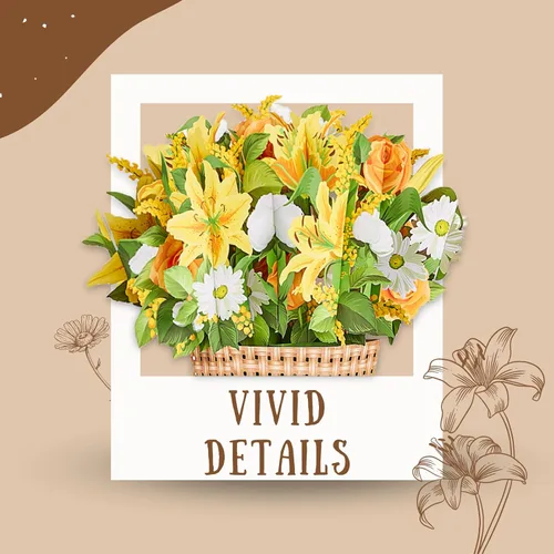 Vista 5 de Tarjeta grande de papel para cesta de flores, tarjetas desplegables, 9 pulgadas con tarjeta de notas y sobre - Sunshine in Basket