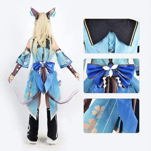 Vista 5 de Kirara Cosplay Game Costume Ear Tail Full Set Game Women Gilrs Helloween Party