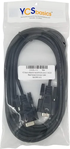 Vista 2 de YCS basics Cable de extensión serie DB9 de 9 pines, color negro, RS232 macho/hembra (15 pies)