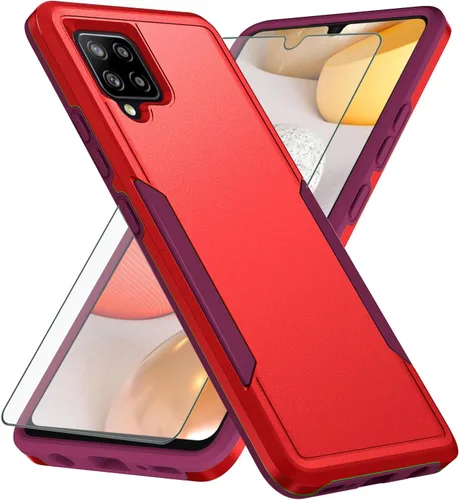 Vista 5 de Asuwish Funda protectora para Samsung Galaxy A42 5G con protector de pantalla de vidrio templado y delgada híbrida de cuerpo completo, accesorios