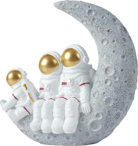 Vista 5 de BUTILIVEEN Esculturas familiares de astronautas, familia de 3 figuras de astronautas, decoración de dormitorio con temática espacial, decoración