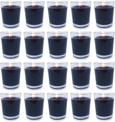 Vista 12 de Juego de 20 velas votivas blancas rellenas de vidrio transparente sin perfume de cera de soja para el hogar, spa, bodas, cumpleaños, vacaciones