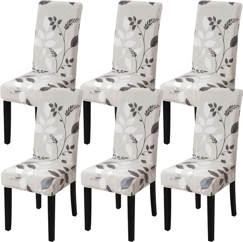 Vista 29 de Fundas para silla de comedor Yisun, fundas elásticas para silla de comedor, funda protectora para silla de comedor, mezcla de poliéster, Beige
