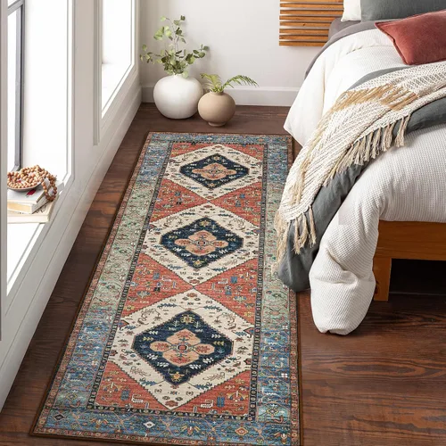 Vista 25 de Beeiva Alfombra bohemia lavable de 2 x 3 pulgadas, tapete ultra fino para puerta de entrada interior, tapete antideslizante para puerta delantera
