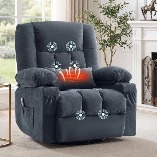 Vista 9 de BOSMILLER Sofá reclinable con portavasos para sala de estar, sofá manual de 3 asientos, reclinable con bolsillo lateral