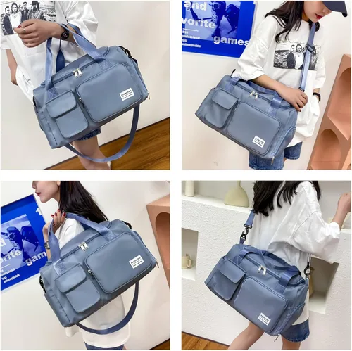 Vista 271 de Pequeña bolsa de gimnasio para mujer, bolsa de viaje con compartimento para zapatos