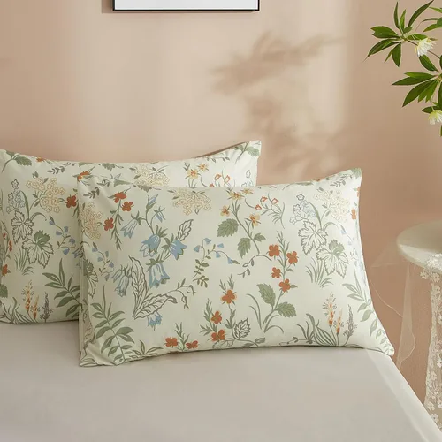 Vista 14 de HIGHBUY Juego de 2 fundas de almohada decorativas 100% algodón con estampado floral para niños y niñas (2 piezas, 20 x 26 pulgadas), cierre de sobre