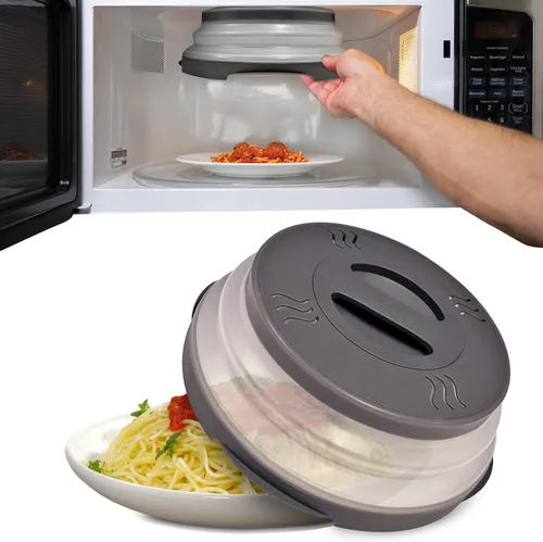 Vista 10 de HOVER COVER Tapa magnética para microondas con alta potencia, agarre magnético más fuerte, tapa de alimentos plegable de 12 pulgadas sin BPA