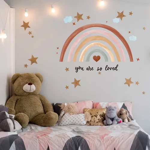 Vista 4 de Containlol Calcomanías de pared de arcoíris, decoración para despegar y Naranja