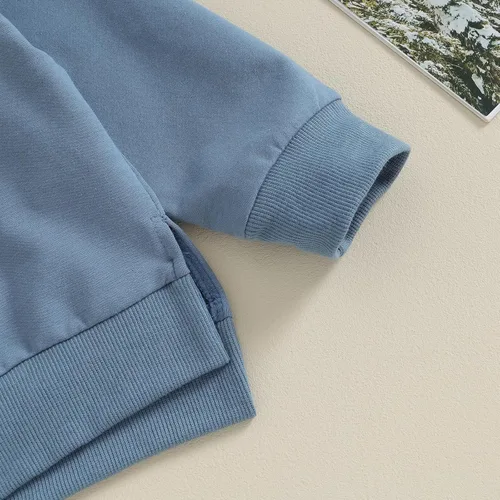 Vista 5 de Ehfomius Conjunto de 2 piezas de sudadera de manga larga para bebé niño y niña, color liso, 2 piezas, para otoño e invierno