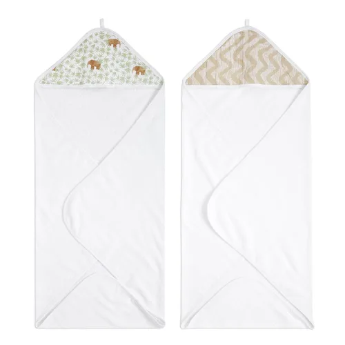 Vista 9 de aden + anais Essentials - Toalla de baño con capucha para bebé, súper suave, 100% algodón, paquete de 2, conejitos ruborizados