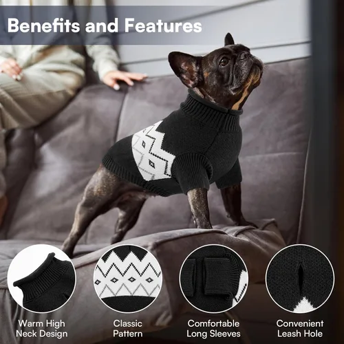 Vista 4 de Queenmore Suéter cálido para perro, ropa de punto suave para mascotas, suéter de punto, ropa de invierno para perros pequeños y medianos, gatos