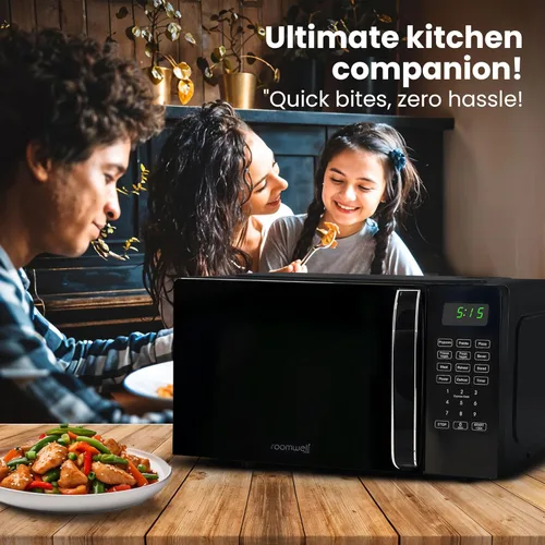 Vista 6 de Encimera de microondas pequeña de 0.7 pies cúbicos con pantalla digital, microondas de 700 vatios negro tiene 10 niveles de potencia y función