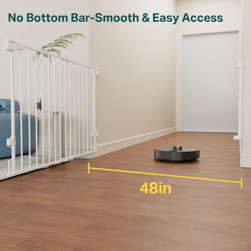 Vista 35 de Cumbor 29.2–43" Puerta de bebé para escaleras, de montaje en pared (se requiere taladrar), puerta para perros expandible sin barra inferior, puerta