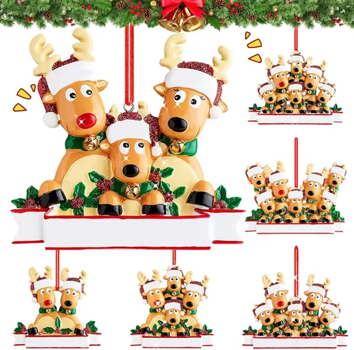 Vista 7 de Adornos de Navidad de renos personalizados 2025, adornos de ciervo y alce navideños DIY para árbol de Navidad, adornos colgantes personalizados