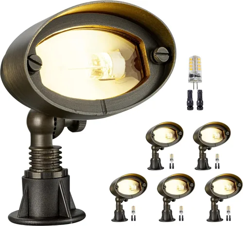 Vista 16 de Gardenreet Luz de Inundación de Latón Sólido - Iluminación de Lavado de Pared LED de Bajo Voltaje para Paisaje 12V, Impermeable IP65 para Exterior