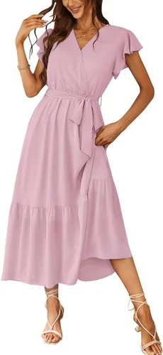 Vista 24 de PRETTYGARDEN Vestido largo bohemio floral de verano para mujer Melocotón Floral