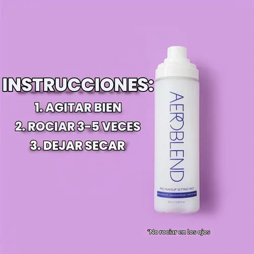 Vista 6 de AEROBLEND Pro Makeup Setting Mist - Espray fijador mate grande de 3.4 fl oz (3.38 fl oz), impermeable, a prueba de manchas, de larga duración