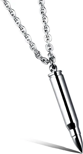 Vista 9 de Coco Park collar con colgante de bala acero inoxidable pulido, urna conmemorativa para guardar cenizas Negro