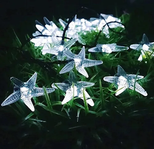 Vista 23 de Luces solares de estrella de mar, impermeables, de 15.7 pies, 20 luces LED de noche con estrellas de mar y océano, mar, mundo, luces de noche