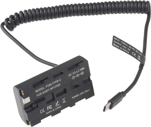 Vista 3 de FocusFoto Cable adaptador de batería ficticia USB-C a NP-F550 para Sony NP-F970 NP-F570 NP-F750 NP-F770 F960 F530 F330 para alimentar la cámara