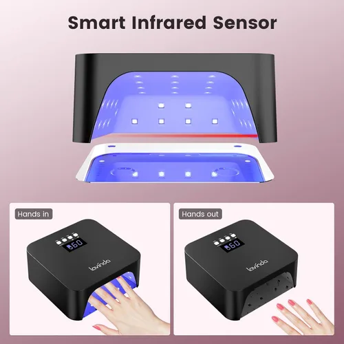 Vista 4 de Lavinda Luz UV para Uñas de Gel, Lámpara de Uñas UV LED Profesional 2X Más Rápida Curado Secador de Uñas Luz de Uñas Compatible con Todos los Tipos