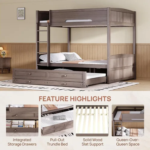 Vista 3 de Harper & Bright Designs Litera Queen con 2 cajones y cama nido extraíble