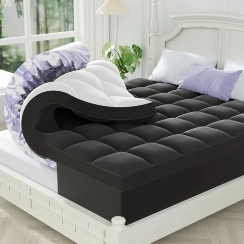 Vista 11 de ChiXpace Cubrecolchón de espuma viscoelástica de doble capa de 5 pulgadas, tamaño individual XL, espuma viscoelástica de gel de 2 pulgadas