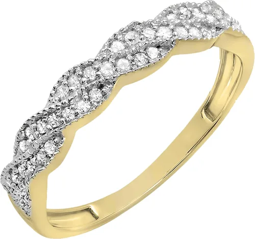 Vista 8 de Dazzlingrock Collection Anillo apilable de oro de 14 quilates con diamantes redondos de 0.25 quilates (ctw) para mujer, para aniversario, boda, 1/4