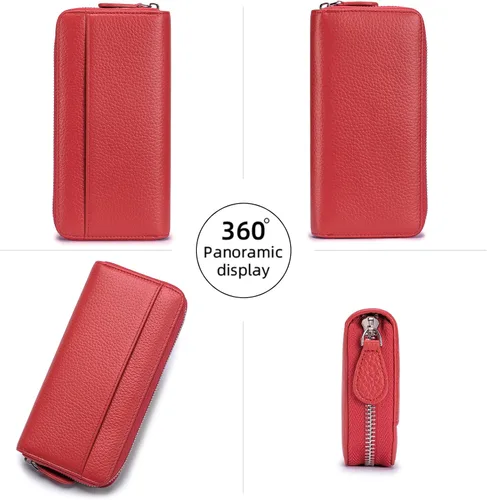 Vista 2 de RFID Blocking Womens Zipper Wallet Leather Large Capacity Billfold Clutch Zip Around Wallets for Women