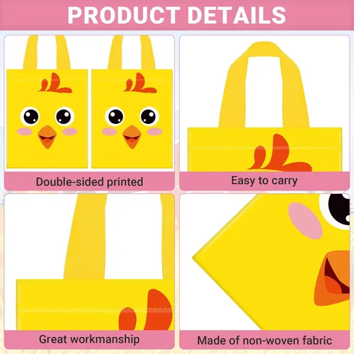 Vista 3 de Sweetude 24 bolsas de recuerdo de fiesta de animales de granja con asa – 9.84 x 7.87 pulgadas bolsas de dulces no tejidas – Bolsa de regalo