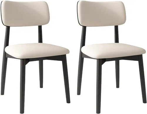 Vista 31 de YVYKFZD Solid Wood Dining Chairs, Kitchen Chairs Set with Curved Backrest, Leather Upholstered Dining Room Chair, Armless Living Room Chair, for
