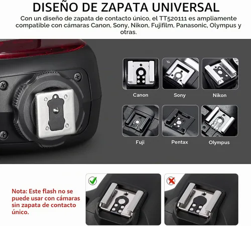 Vista 3 de Godox TT520III TT520 III Flash de cámara, flash universal de zapata caliente, flash manual GN33 con transmisor inalámbrico RT-16, compatible