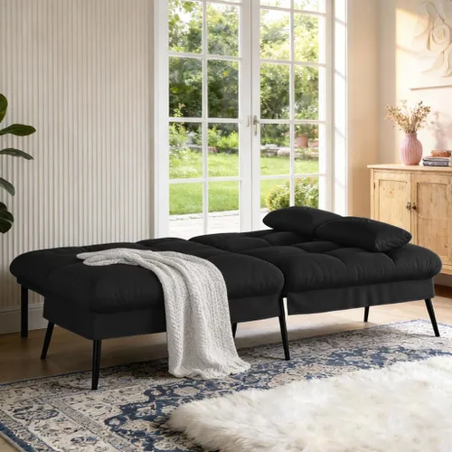 Vista 3 de COMHOMA Sofá cama futón de 72 ″, sofá cama con respaldo ajustable, negro