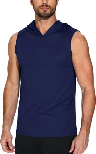 Vista 2 de Paquete de 3 sudaderas sin mangas para hombre, de secado rápido, con capucha, para correr, gimnasio, muscular, camisetas sin mangas