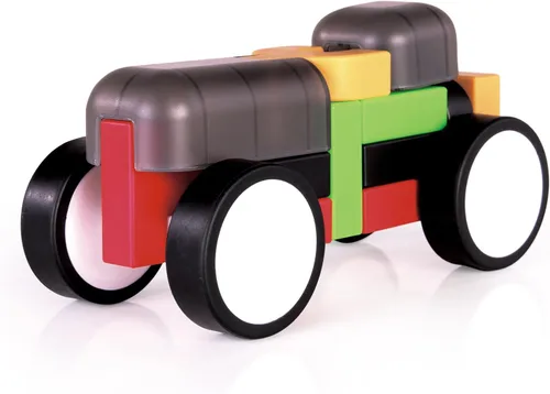 Vista 5 de Guidecraft IO Blocks - Juego de autos de carreras, vehículos educativos STEM, juguete de construcción -48 piezas