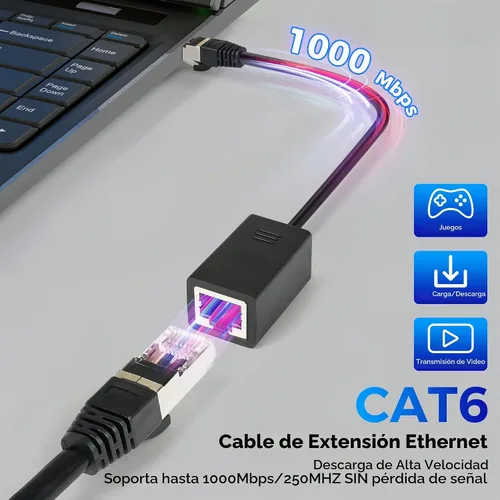 Vista 3 de Cable de extensión Ethernet Cat 6, paquete de 5 unidades, múltiples ángulos (arriba/abajo/izquierda/derecha/recto), adaptador de cable de conexión