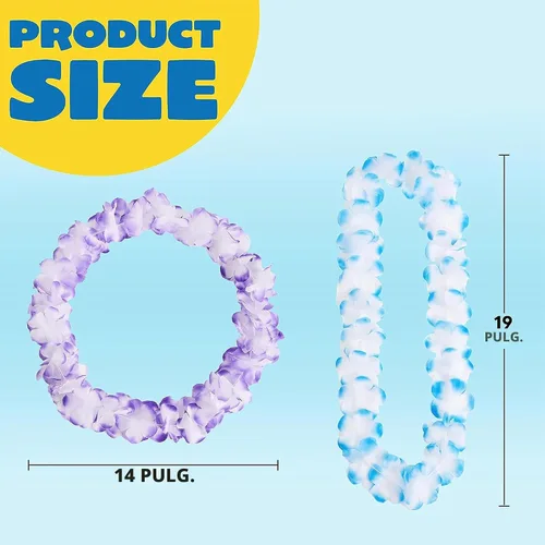 Vista 6 de JOYIN Juguete de 12 unidades de leis hawaianos a granel, flor tropical Lei hawaiana Lei playa Hawaii Luau recuerdos de fiesta decoración suministros