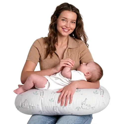 Vista 9 de Plushii Almohada de lactancia en forma de U con funda lavable, color azul