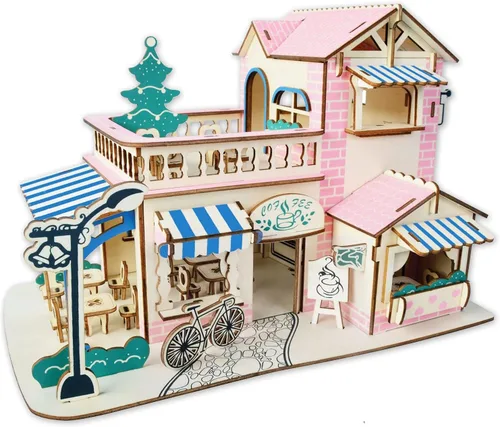 Vista 10 de Rompecabezas 3D para niños, rompecabezas para adultos, modelo de café, rompecabezas para niños, juguetes de bricolaje para artes y manualidades