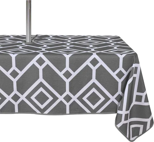 Vista 20 de LUSHVIDA Mantel cuadrado para exteriores con agujero para sombrilla y cremallera, 54 x 54 pulgadas, color negro, lavable, impermeable, a prueba