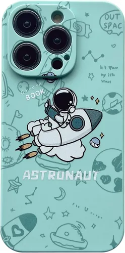 Vista 16 de Yonds Queen para iPhone 7 Plus / 8 Plus, linda funda con diseño de astronauta de dibujos animados, elegante parachoques de TPU suave, protectora