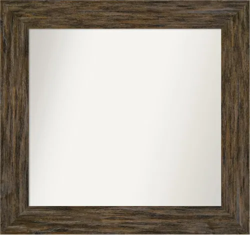 Vista 102 de Amanti Art Espejo personalizado, espejo de baño marrón Fencepost, espejo de pared o espejo de tocador de baño sobre el fregadero (27 x 27 pulgadas)