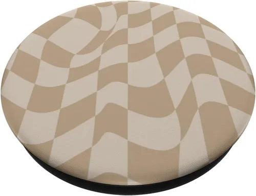 Vista 2 de PopSockets de cuadros clásicos beige neutro con diseño de cuadros