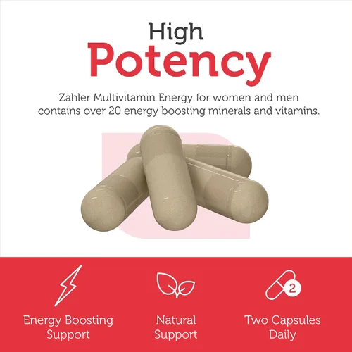 Vista 4 de Zahler - Multivitamínico diario para mujeres y hombres con vitaminas energéticas, minerales y hierro (60 unidades) Kosher para hombres y mujeres